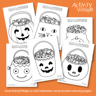 6 Halloween Candy Bucket Colouring Pages