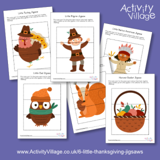 6 little Thanksgiving jigsaws