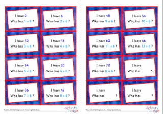 6 Times Table Around The World Cards