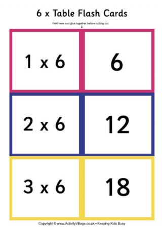 6 Times Table - Folding Flash Cards