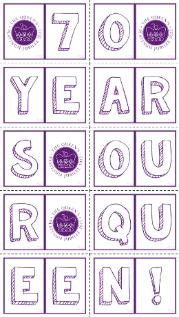 70 Years Our Queen Colouring Banner