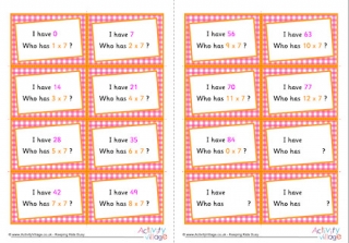 7 Times Table Around The World Cards