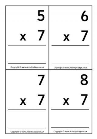 7 Times Table - Large Flash Cards