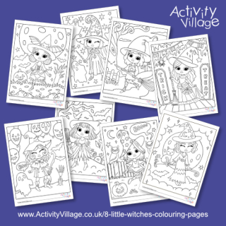 8 Lttle Witches Colouring Pages