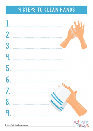 9 Steps to Clean Hands Fill in the Blanks