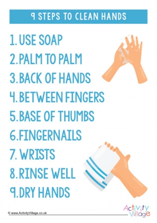 9 Steps to Clean Hands Poster 2
