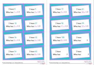 9 Times Table Around The World Cards