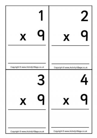 9 Times Table - Large Flash Cards