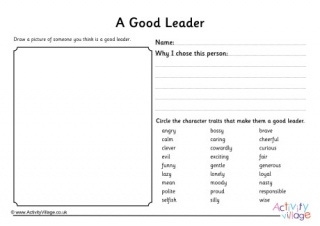 A Good Leader Worksheet