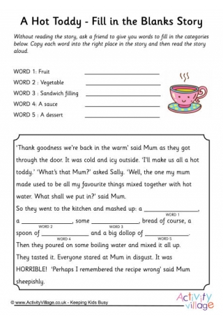 A Hot Toddy Fill In The Blanks Story