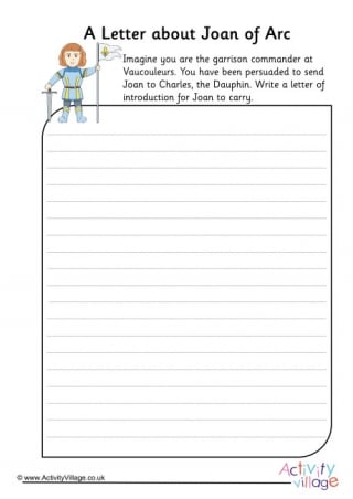 A letter about Joan of Arc worksheet