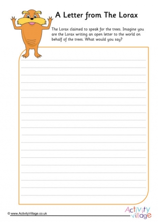 A Letter From The Lorax Worksheet