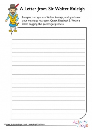 A Letter From Walter Raleigh Worksheet