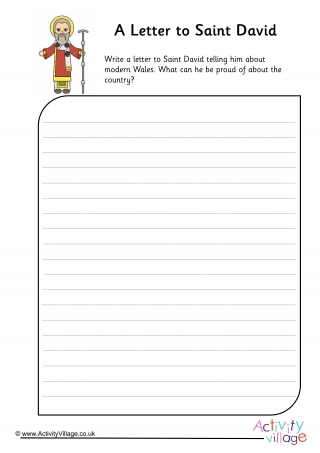 A Letter to Saint David Worksheet