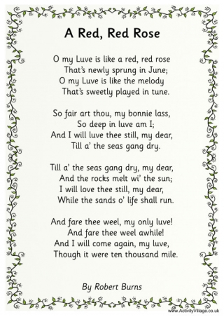 Our Robert Burns Resources A Red Red Rose Our Robert Burns Resources A Red Red Rose