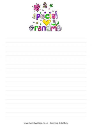 A Special Grandma Writing Paper