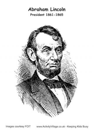 Abraham Lincoln Colouring Page 2