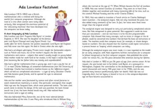 Ada Lovelace Factsheet