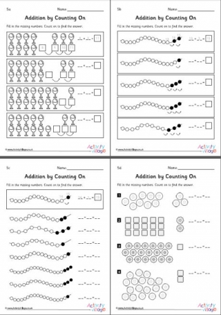 Addition by Counting On Worksheets Set 5