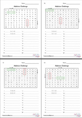Addition Challenge Set 1