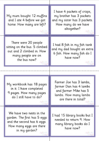 Addition and Subtraction Story Sums Within 20