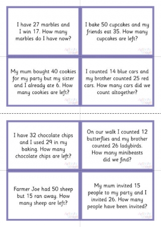 Addition and Subtraction Story Sums Within 50