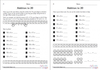 Addition to 20 Using Number Lines