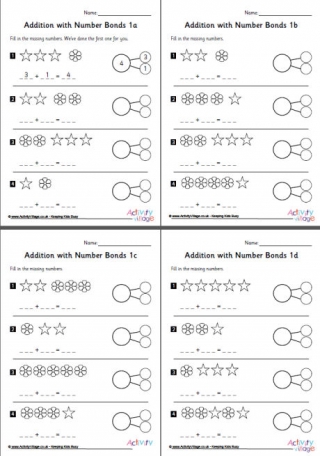 Addition with Number Bonds Worksheets Set 1