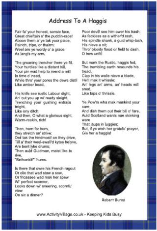 Address to a Haggis Printable