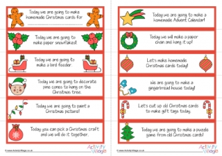 Advent Calendar Printable Activity Slips - Christmas Crafts