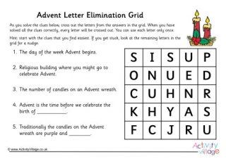 Advent Letter Elimination Grid