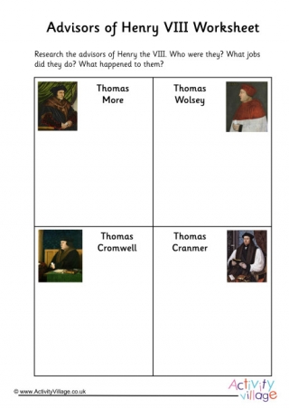 Advisors Of Henry VIII Worksheet