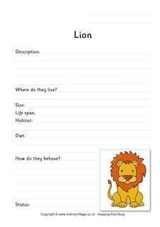African Animal Fact Finding Worksheets