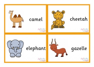 African Animal Flashcards - Small