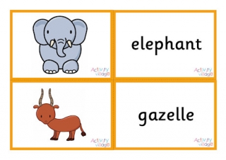 African Animal Vocabulary Matching Cards
