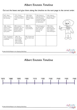 Albert Einstein Timeline Cut And Stick Worksheet