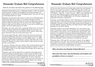 Alexander Graham Bell Comprehension