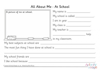 All About Me At School