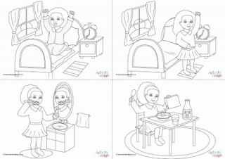 All Daily Routine Colouring Pages