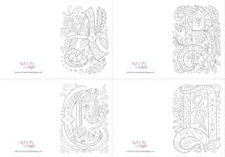 All Illuminated Letter Colouring Cards