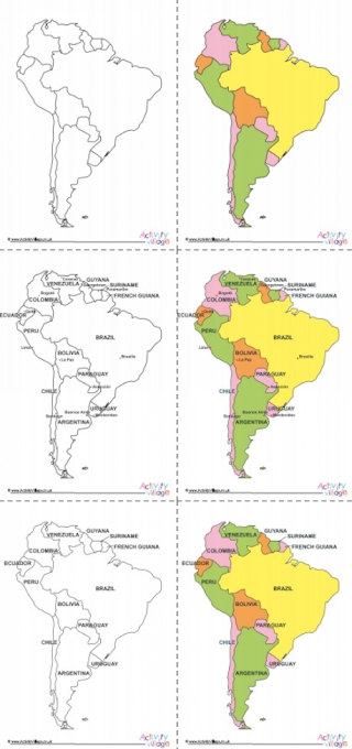 Printable Maps of South America