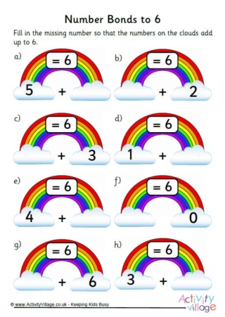 All Rainbow Number Bond Worksheets 5 to 10