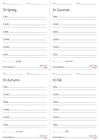 All season sensory poems first person planning sheets