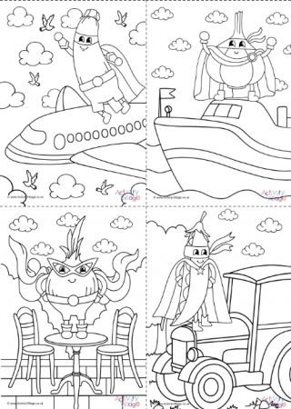 All Superhero Vegetable Colouring Pages - Complex