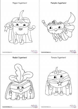 All Superhero Vegetable Colouring Pages - Simple