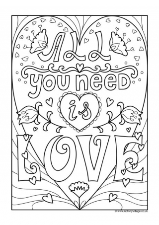 All You Need Is Love Colouring Page