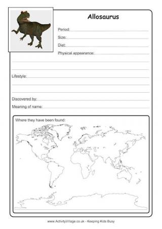 Allosaurus Worksheet
