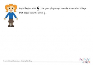 Alphabet Begin With The Letter G Playdough Mat