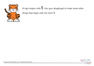 Alphabet Begin With The Letter T Playdough Mat