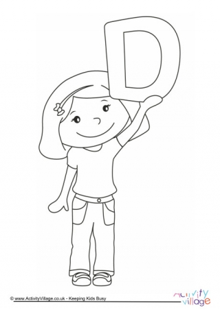 Alphabet of Children Colouring Pages - D - Girl